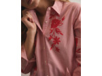 Chemisier manches longues rayé ROUGE Femme