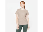 Tee-shirt en coton col rond femme, beige caramel