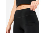 Legging de fitness taille haute et respirant femme avec empiècement mesh, noir