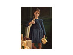 Robe de Noël bleu marine bi-matière pour fille