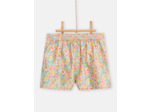 Short jaune imprimé fleuri pour fille