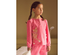 Pyjama rose en velours avec patch chat Fille