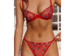 Soutien-gorge corbeille en mesh brodé de fraises