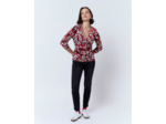 Top manches 3/4 imprimé à fleurs ROUGE Femme
