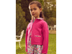 Cardigan rose fuschia à col fleuri Fille