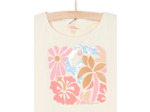 T-shirt écru foncé à motifs fleuris et perroquet