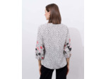 Blouse manches 3/4 imprimée BLANC Femme