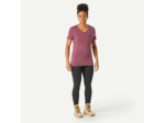 T-shirt de trek voyage manches courtes laine mérinos Femme - TRAVEL 500