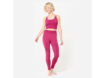 Legging long yoga effet seconde peau taille haute, violet magenta