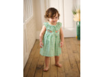 Robe vert menthe à imprimé vichy pour bébé fille