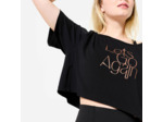 T-shirt danse modern jazz crop femme, noir graphite