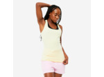 Débardeur slim col rond fitness femme, jaune vanille