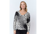 Pull fin en mélange cachemire imprimé ECRU Femme