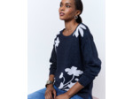 Pull épais en mélange coton bicolore MARINE Femme