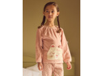 Pyjama rose en velours imprimé léopard Fille