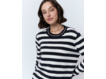 Pull épais en mélange laine rayé MARINE Femme