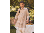 Robe vichy marron et blanc à manches longues Fille