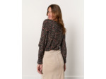 Blouse manches longues imprimée NOIR Femme