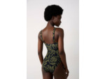 Maillot de bain 1 pièce gainant encolure carrée à motif