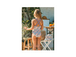 Maillot de bain une pièce réversible à imprimé floral ou rayé pour filles