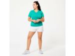 T-shirt col V fitness en coton femme, vert turquoise