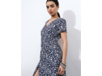 Robe midi imprimé à fleurs MARINE
