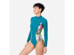 Maillot de bain de surf 1 pièce manches longues fleuri Femme - Dani bleu