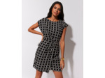 Robe courte imprimé graphique NOIR