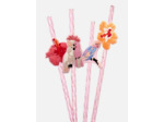 Lot de 4 pailles fantaisie avec animaux tropicaux