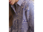 Chemisier manches longues rayé BLEU Femme