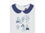 Body T-shirt écru à broderies fleuries