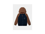 Sweat à capuche zippé bleu foncé et marron pour garçon