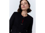 Veste courte contenant de la laine unie NOIR Femme