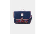Cartable bleu marine et rose paillettés à imprimé pomme Fille