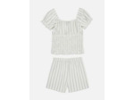 7–15 ans | Ensemble blouse froncée et short à rayures