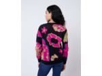 Pull épais Jacquard motif fleurs NOIR Femme