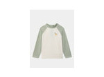 T-shirt de bain garçon vert et écru UPF 50+