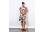 Robe courte imprimé à fleurs MARRON