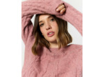 Pull épais contenant de la laine uni ROSE Femme