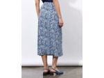 Jupe midi évasée imprimé à fleurs BLEU