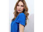 Blouse manches courtes unie BLEU Femme
