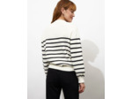 Pull épais rayé NOIR Femme