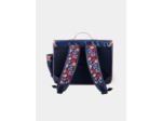 Cartable bleu marine et rose paillettés à imprimé pomme Fille