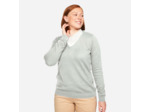 Pull de golf coton col V femme, MW100 Gris