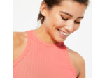 Débardeur CROP TOP Fitness Femme - 520 côtelé corail pastel