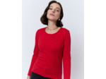 T-Shirt manches longues en mélange coton uni ROUGE Femme