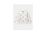 Pull blanc pour fille à motif de fleurs jaunes