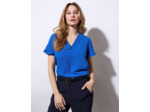 Blouse manches courtes unie BLEU Femme