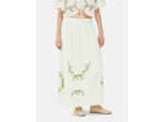 Jupe mi-longue à motif floral brodé