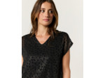 Top manches courtes brillant NOIR Femme